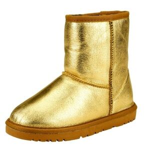 The Doll Maker Girl's Metallic gold Fashion Winter Snow Boots